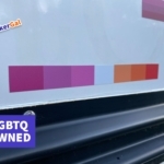 7in x 0.75in bumper sticker stripe in sunset lesbian flag colors