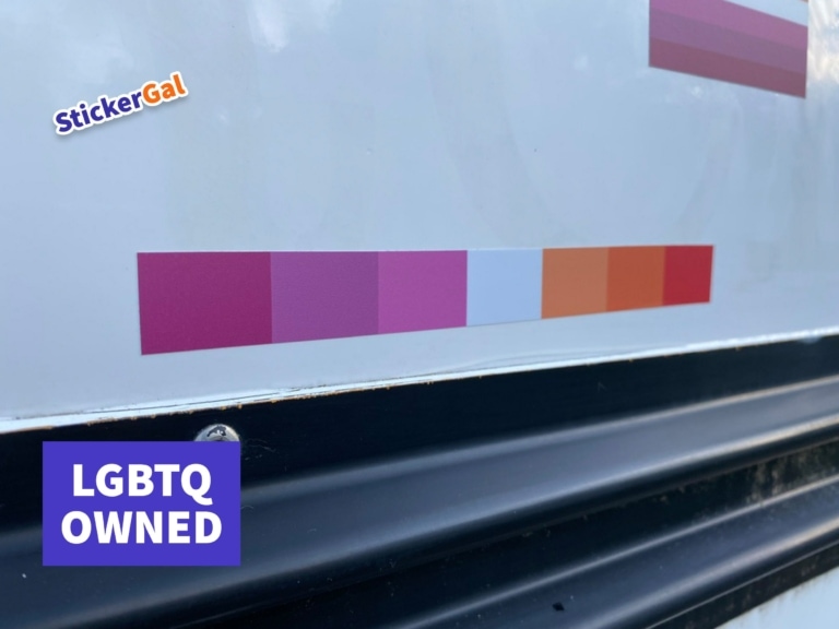 7in x 0.75in bumper sticker stripe in sunset lesbian flag colors