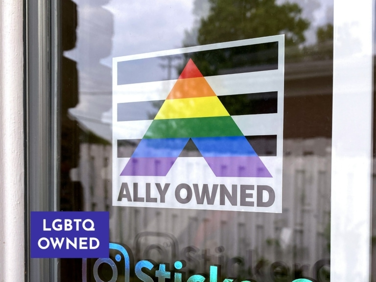 Pride Ally Window Cling for Small Business Front Door | LAMINATED | REUSABLE | Straight Ally-Owned Business Front Window | Pride Sticker