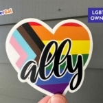 LGBTQ+ Straight Ally Heart Decal from Queer Owned Print Shop
