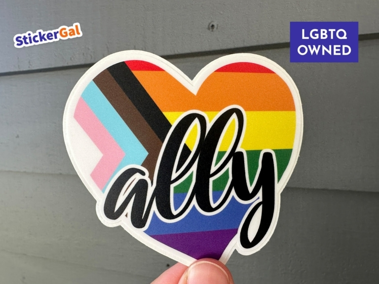 LGBTQ+ Straight Ally Heart Decal from Queer Owned Print Shop